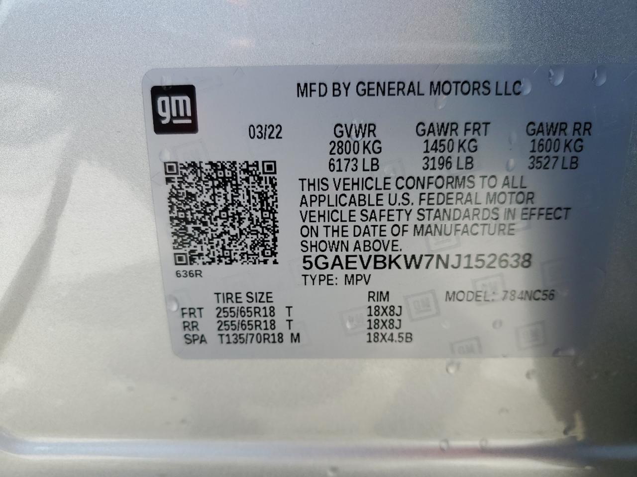 2022 Buick Enclave Premium VIN: 5GAEVBKW7NJ152638 Lot: 61526285