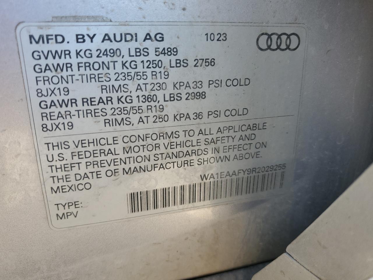 2024 Audi Q5 Premium Plus 45 VIN: WA1EAAFY9R2029255 Lot: 61583075
