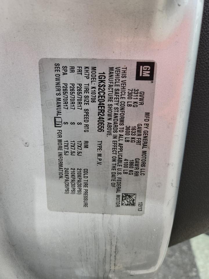 2014 GMC Yukon Slt VIN: 1GKS2CE04ER240656 Lot: 60754295