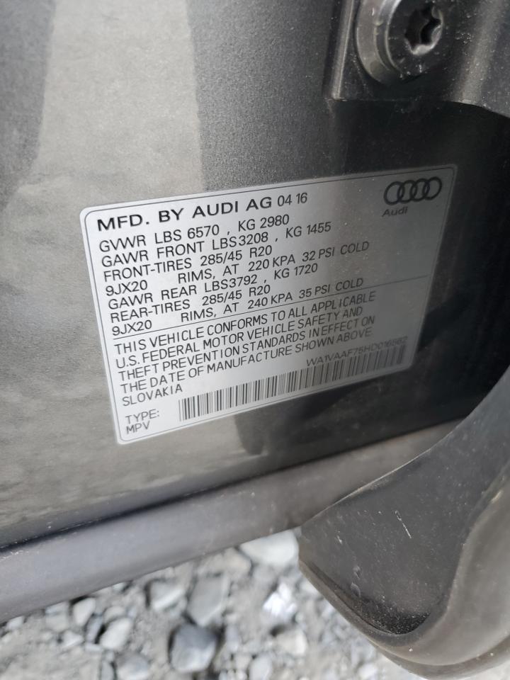 2017 Audi Q7 Prestige VIN: WA1VAAF75HD016562 Lot: 62058235