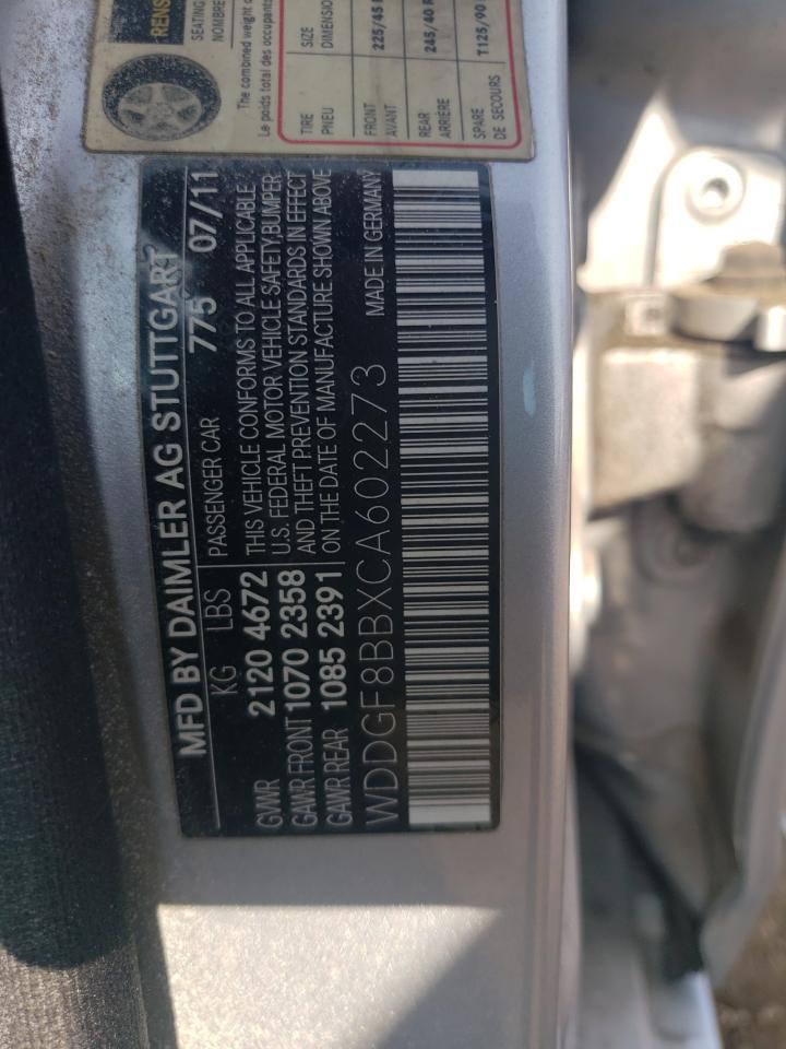 2011 Mercury E-Class VIN: WDDGFHBBXCA602273 Lot: 60794125