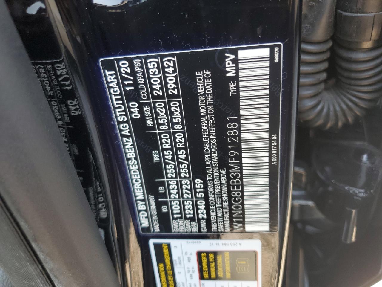2021 Mercedes-Benz Glc 300 4Matic VIN: W1N0G8EB3MF912881 Lot: 61689665