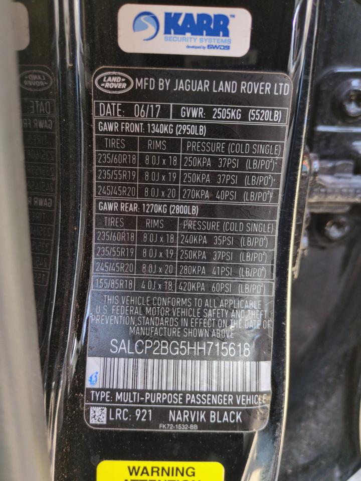 2017 Land Rover Discovery Sport Se VIN: SALCP2BG5HH715618 Lot: 62893805