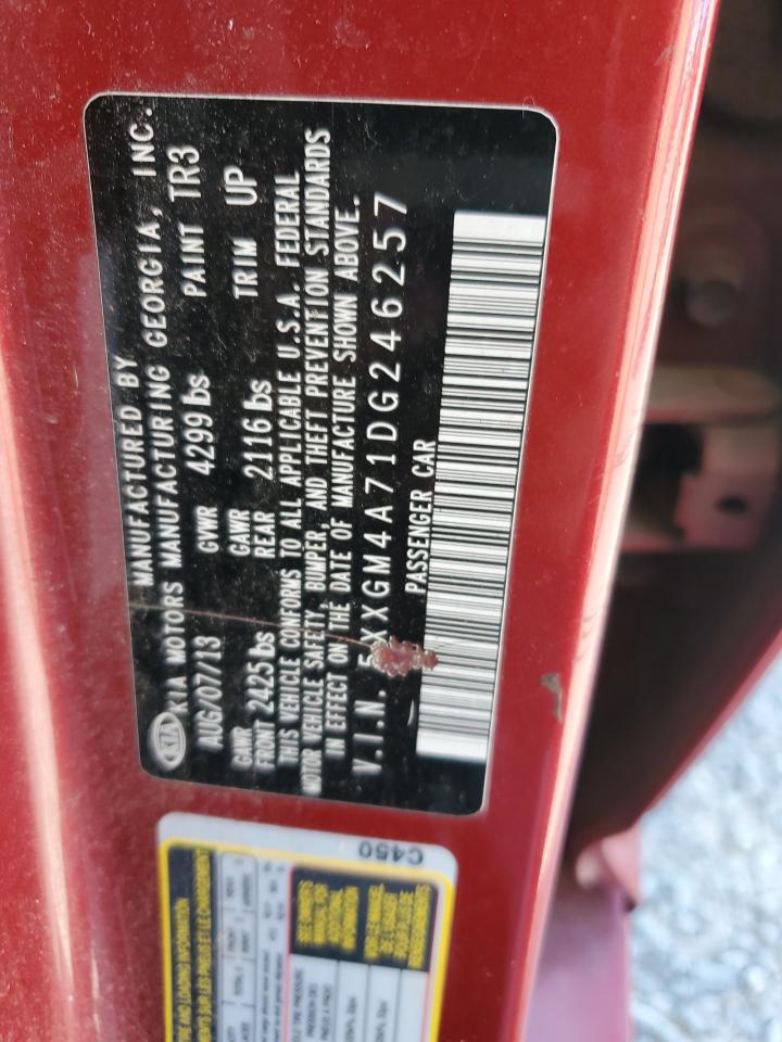 2013 Kia Optima Lx VIN: 5XXGM4A71DG246257 Lot: 61392985