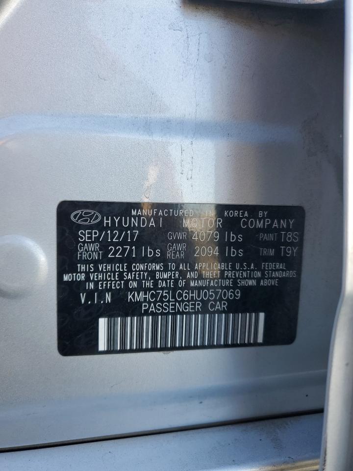 2017 Hyundai Ioniq Sel VIN: KMHC75LC6HU057069 Lot: 62518655