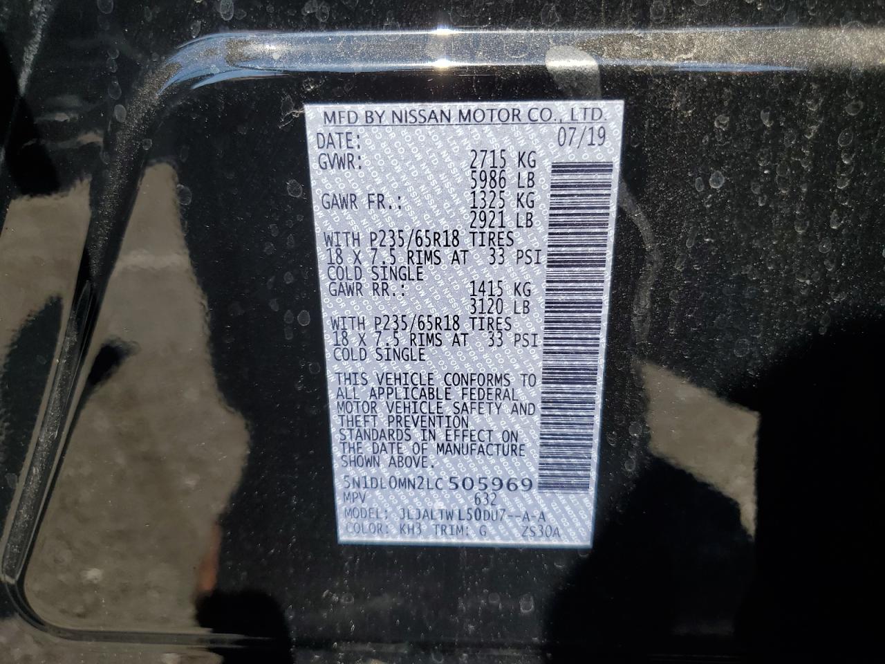 2020 Infiniti Qx60 Luxe VIN: 5N1DL0MN2LC505969 Lot: 59330825