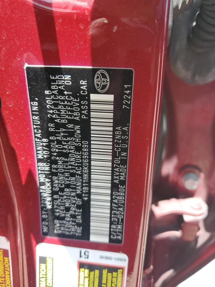 TOYOTA CAMRY 2019 VIN 4T1B11HK6KU696890 фото 12