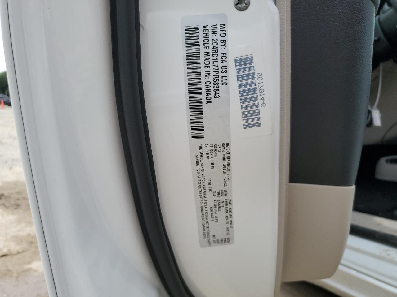 2023 Chrysler Pacifica Hybrid Touring L VIN: 2C4RC1L77PR583843 Lot: 60612365