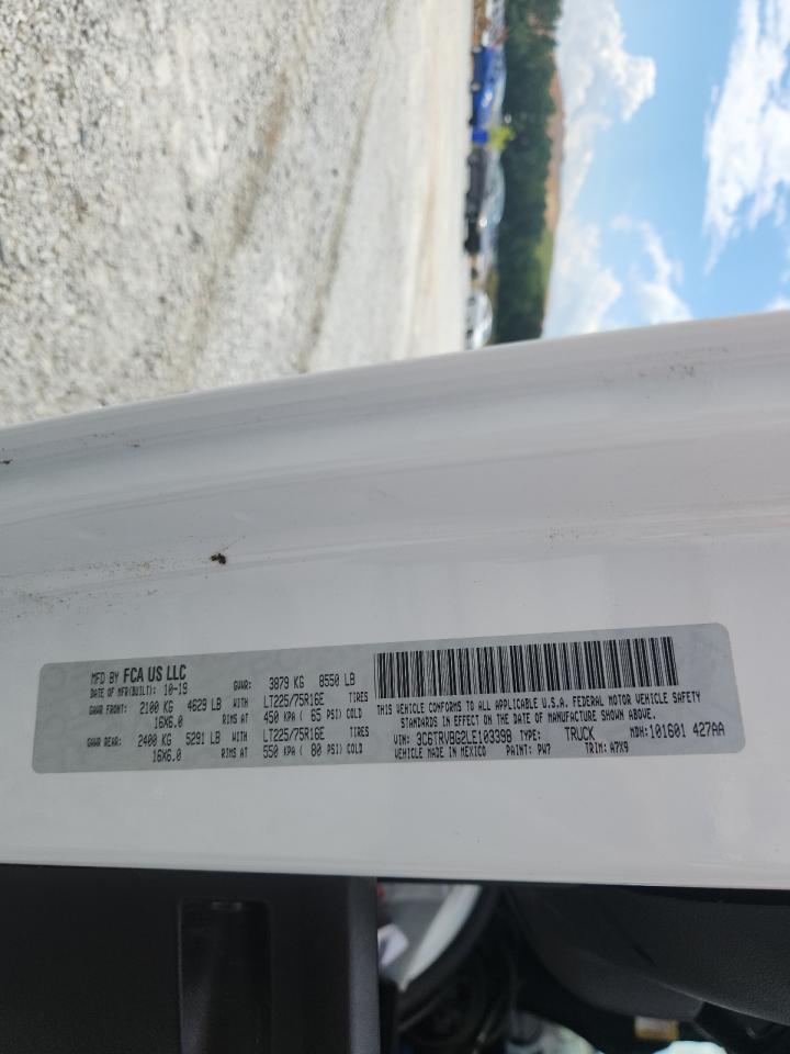 2020 Ram Promaster 1500 1500 High VIN: 3C6TRVBG2LE103398 Lot: 62459985