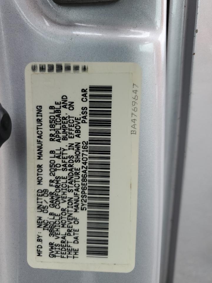 2010 Pontiac Vibe VIN: 5Y2SP6E86AZ407162 Lot: 62556485