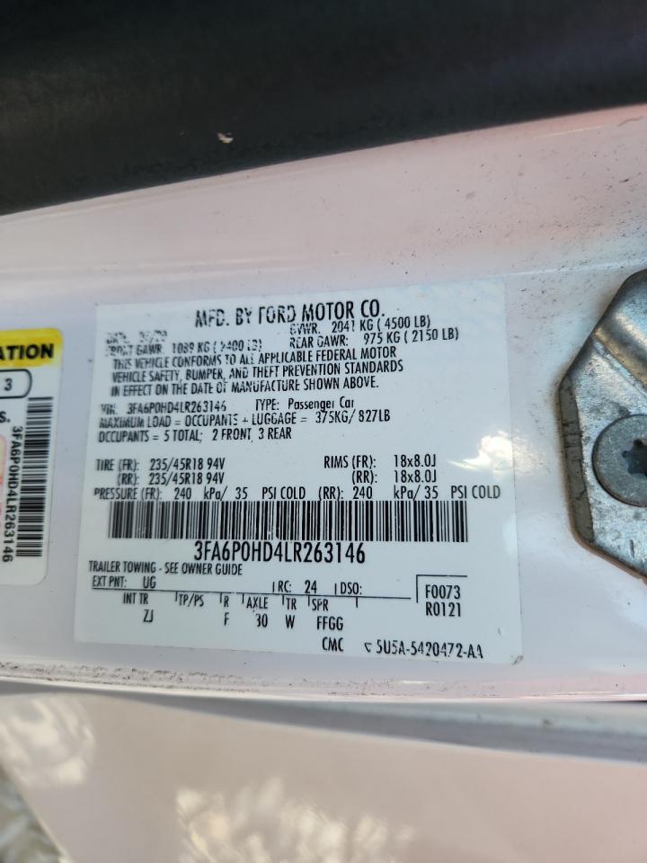 FORD FUSION 2020 VIN 3FA6P0HD4LR263146 фото 12