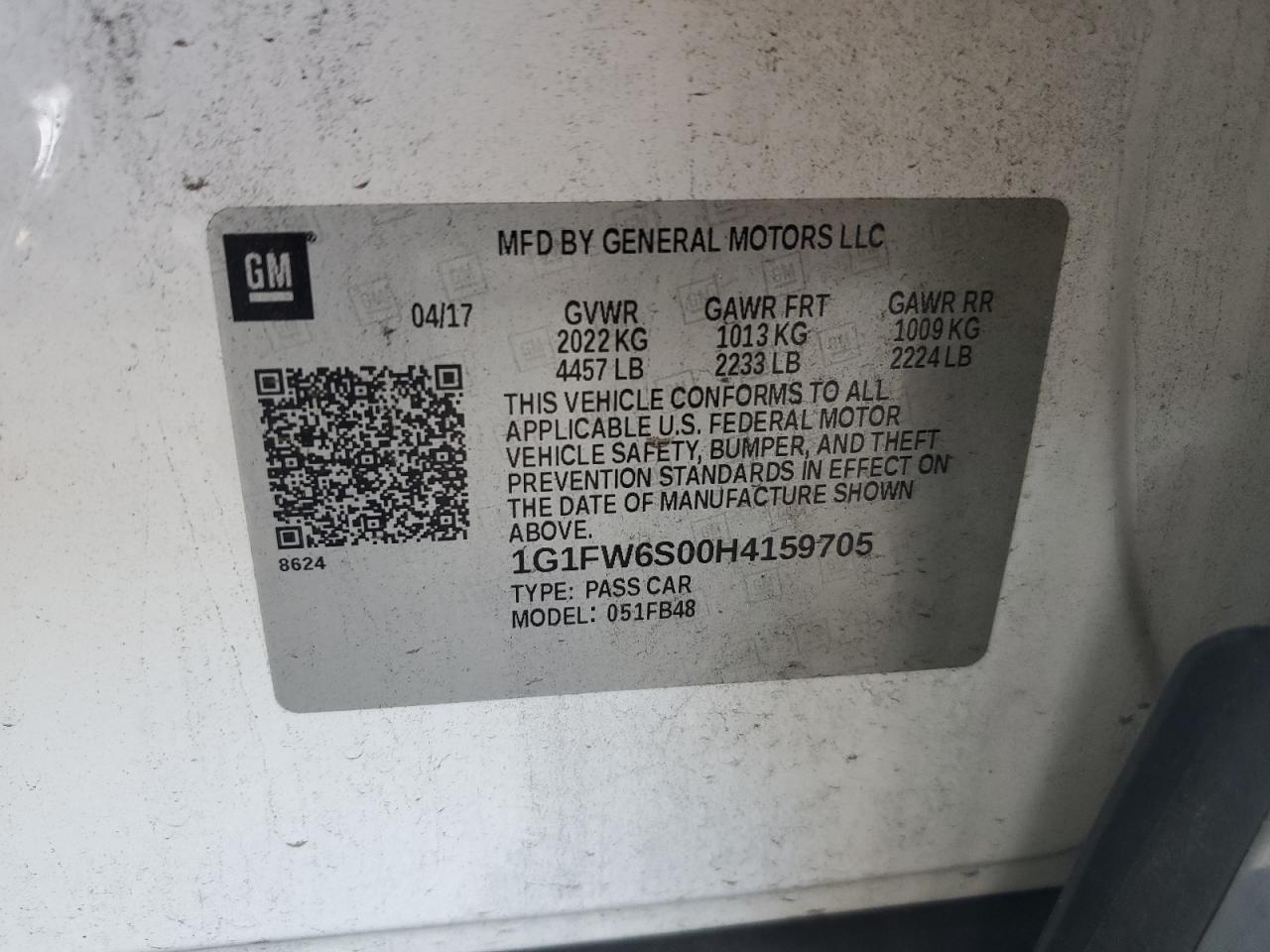 2017 Chevrolet Bolt Ev Lt VIN: 1G1FW6S00H4159705 Lot: 61467775