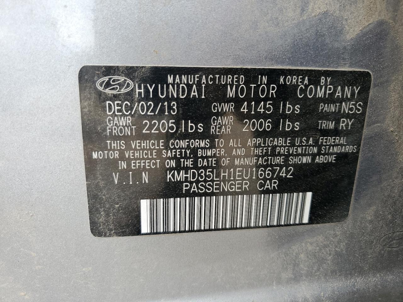 2014 Hyundai Elantra Gt VIN: KMHD35LH1EU166742 Lot: 61335795