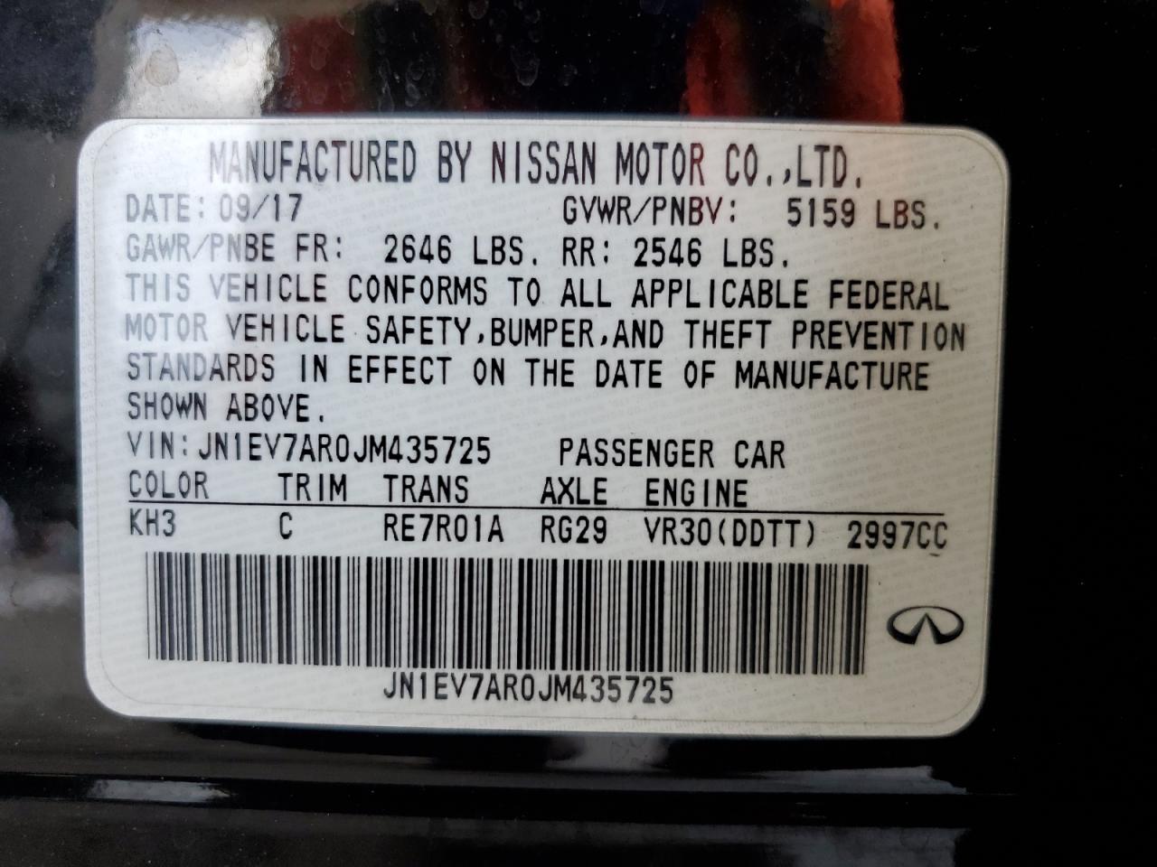 2018 Infiniti Q50 Luxe VIN: JN1EV7AR0JM435725 Lot: 62113625