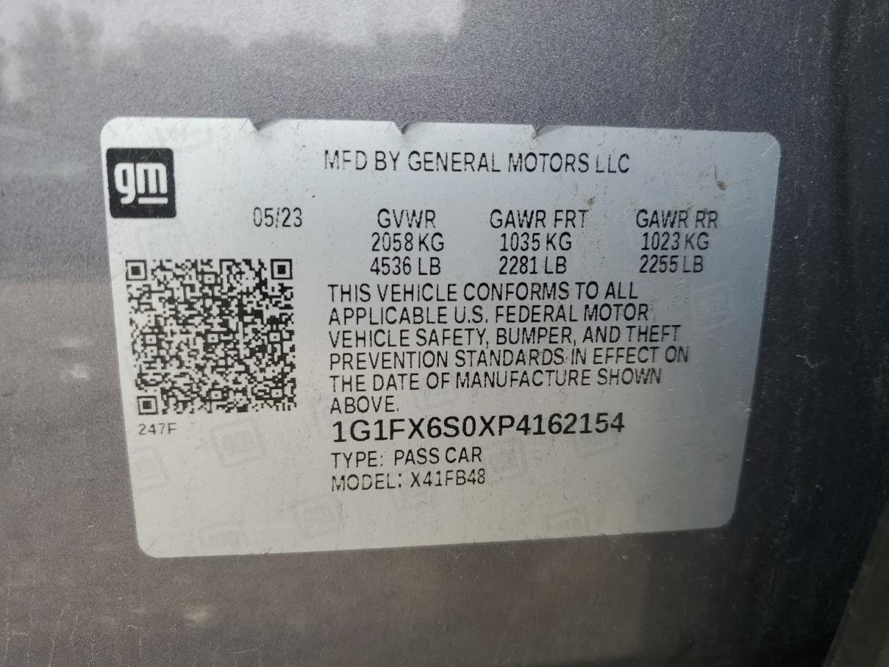 1G1FX6S0XP4162154 CHEVROLET BOLT 2023
