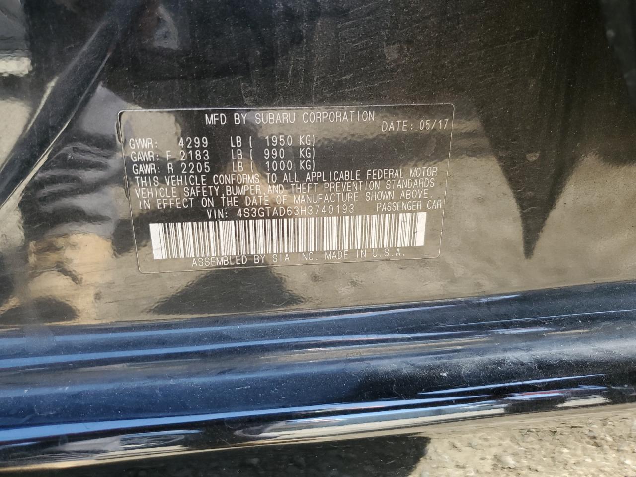 SUBARU IMPREZA 2017 VIN 4S3GTAD63H3740193 zdjęcie 13