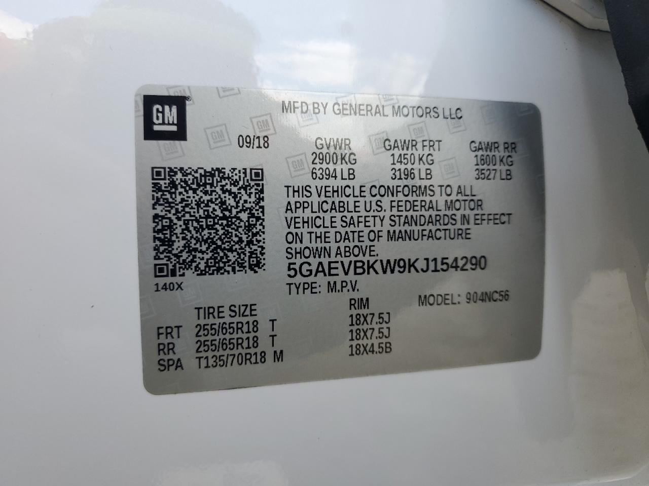 2019 Buick Enclave Premium VIN: 5GAEVBKW9KJ154290 Lot: 61294345