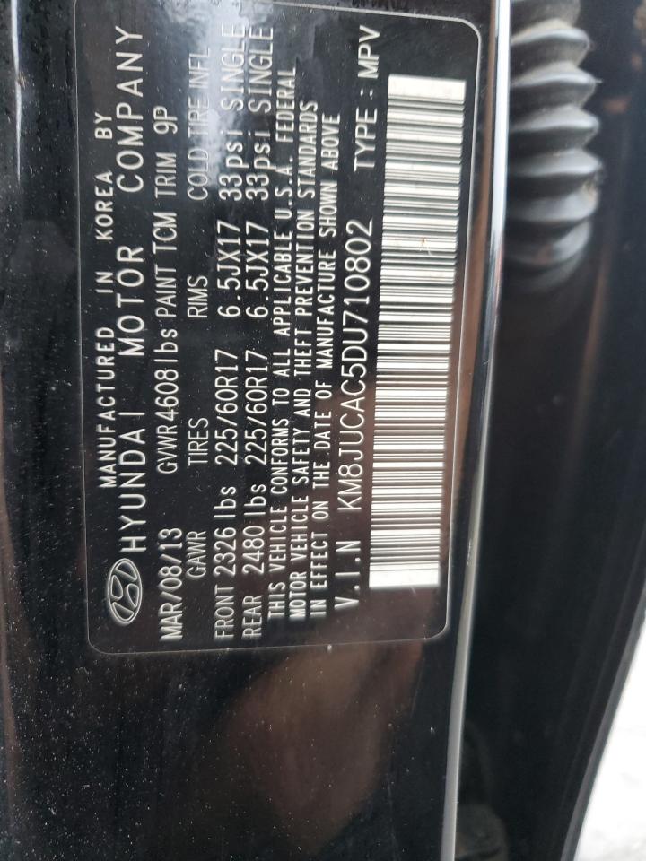 2013 Hyundai Tucson Gls VIN: KM8JUCAC5DU710802 Lot: 61373015