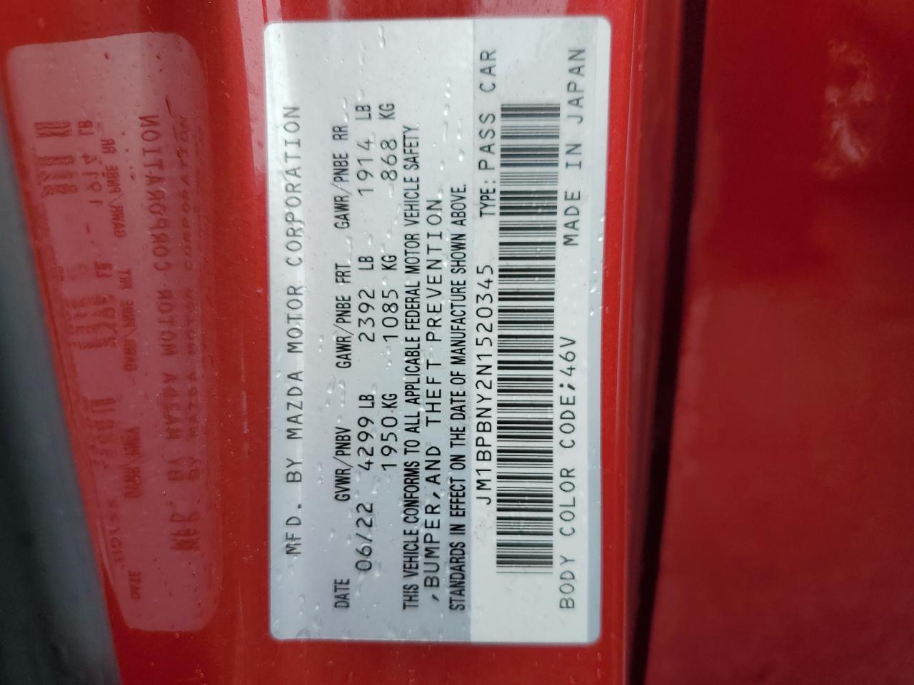 2022 Mazda 3 Premium Plus VIN: JM1BPBNY2N1520345 Lot: 62407295