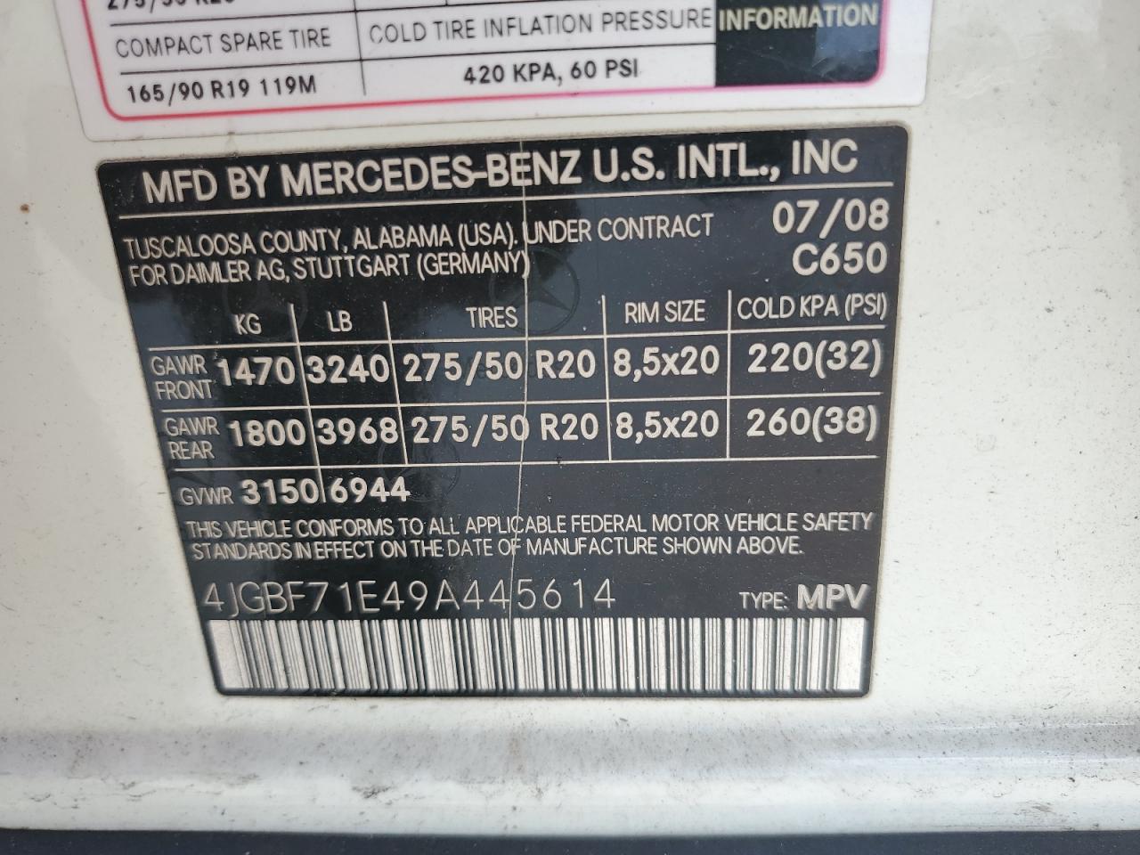 2009 Mercedes-Benz Gl 450 4Matic VIN: 4JGBF71E49A445614 Lot: 61215655