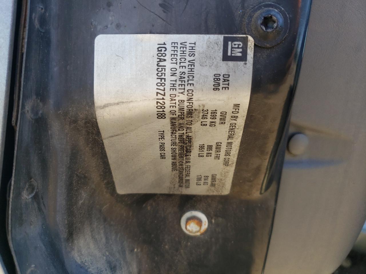 2007 Saturn Ion Level 2 VIN: 1G8AJ55F87Z128188 Lot: 82078075