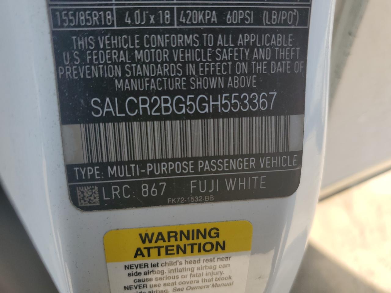 2016 Land Rover Discovery Sport Hse VIN: SALCR2BG5GH553367 Lot: 62154215