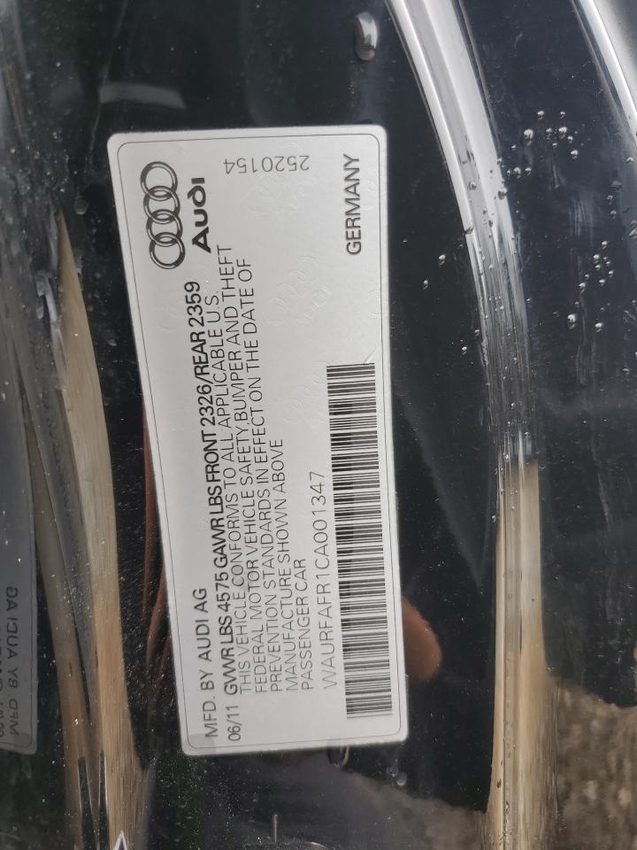2012 Audi A5 Premium Plus VIN: WAURFAFR1CA001347 Lot: 61225955