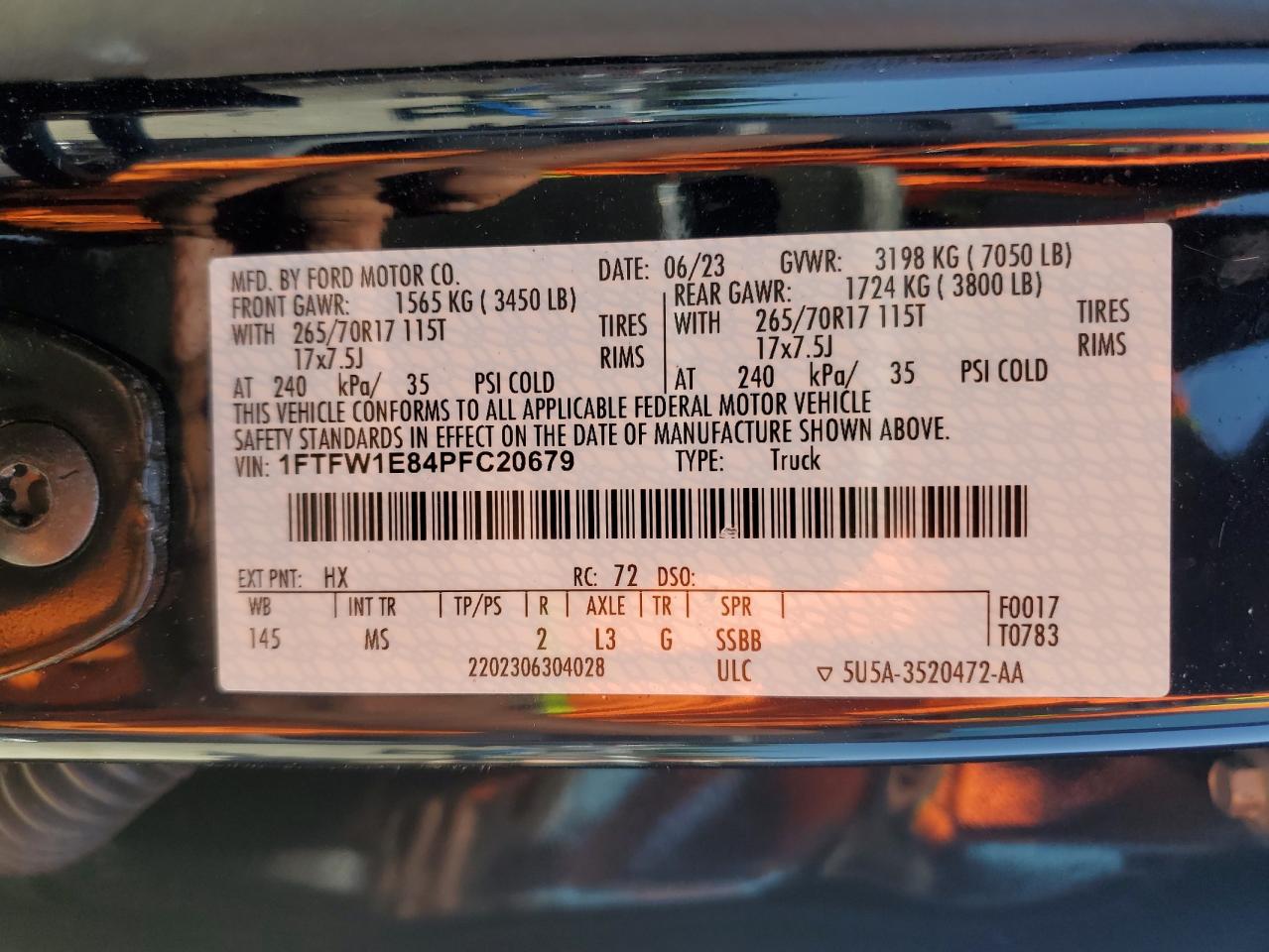 1FTFW1E84PFC20679 FORD F-150 2023