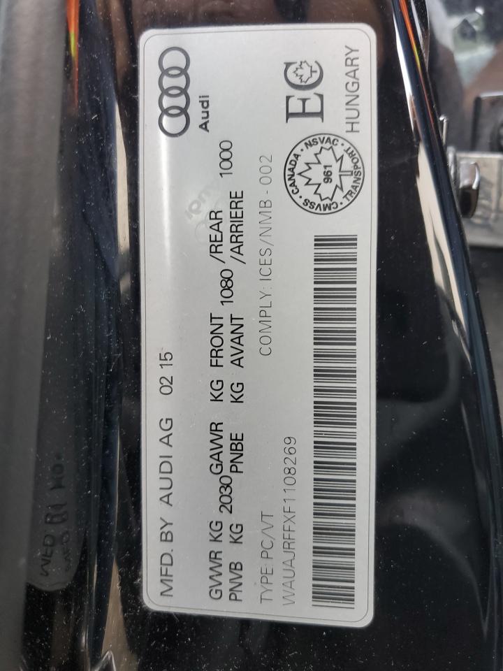 2015 Audi A3 Premium VIN: WAUAJRFFXF1108269 Lot: 61760695
