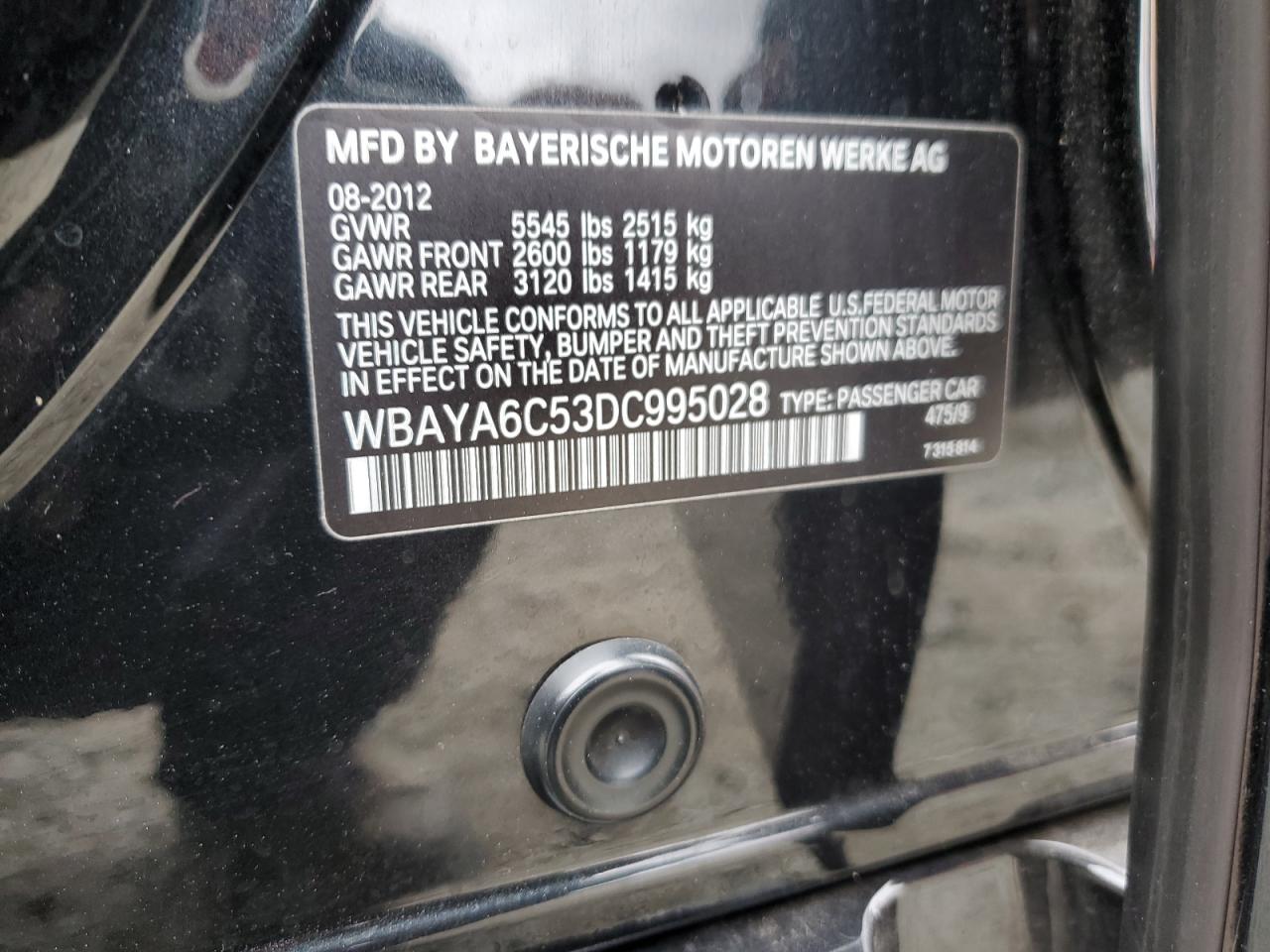 2013 BMW 740 I VIN: WBAYA6C53DC995028 Lot: 59790615