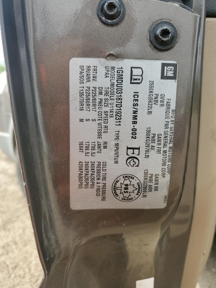 2007 Pontiac Montana Sv6 VIN: 1GMDU03187D192311 Lot: 61468435