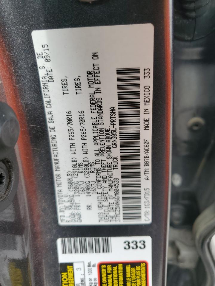 2016 Toyota Tacoma Double Cab VIN: 3TMCZ5AN6GM004538 Lot: 61676035