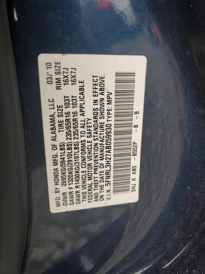2010 Honda Odyssey Lx VIN: 5FNRL3H27AB059930 Lot: 62453895