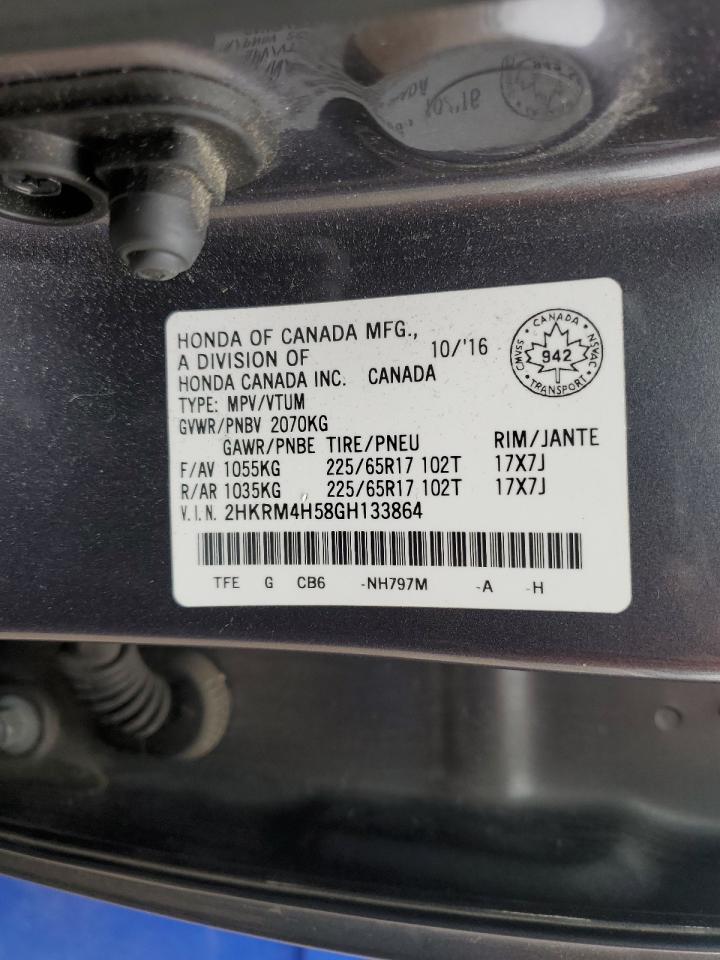 2HKRM4H58GH133864 HONDA CRV 2016