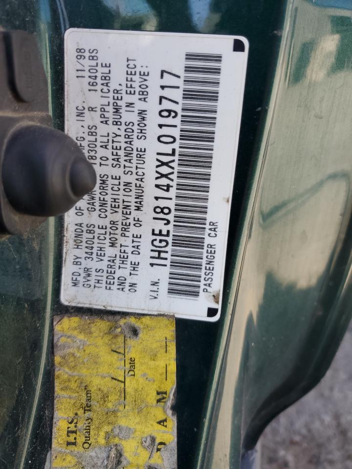1999 Honda Civic Ex VIN: 1HGEJ814XXL019717 Lot: 60753645