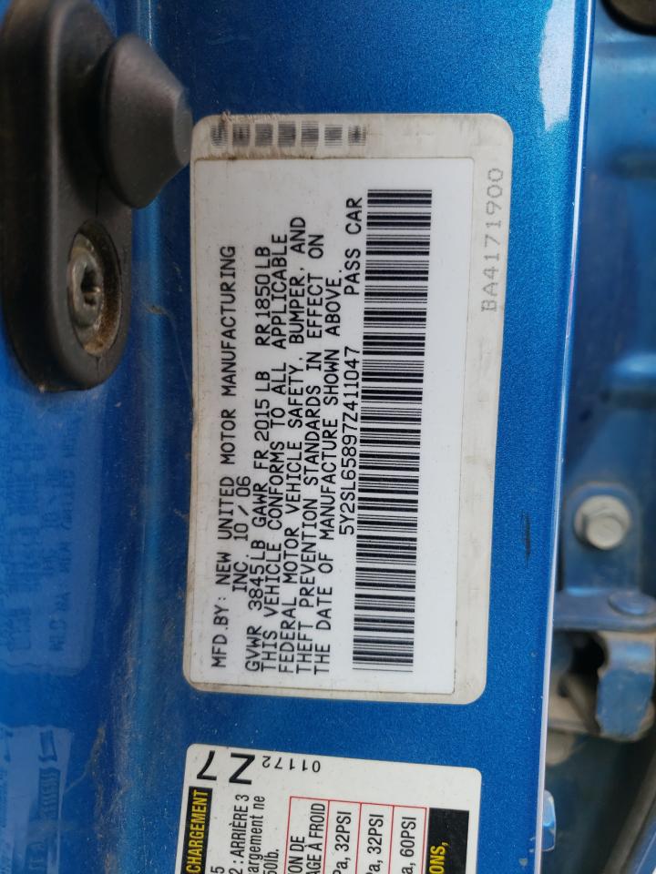 2007 Pontiac Vibe VIN: 5Y2SL65897Z411047 Lot: 84175235