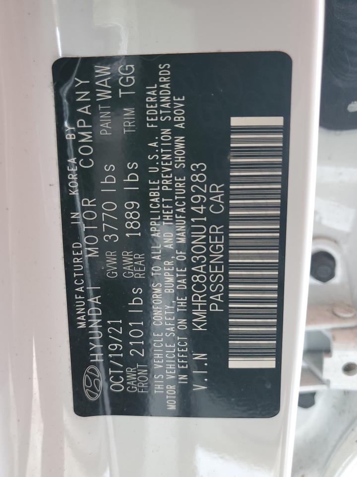 2022 Hyundai Venue Sel VIN: KMHRC8A30NU149283 Lot: 62710495