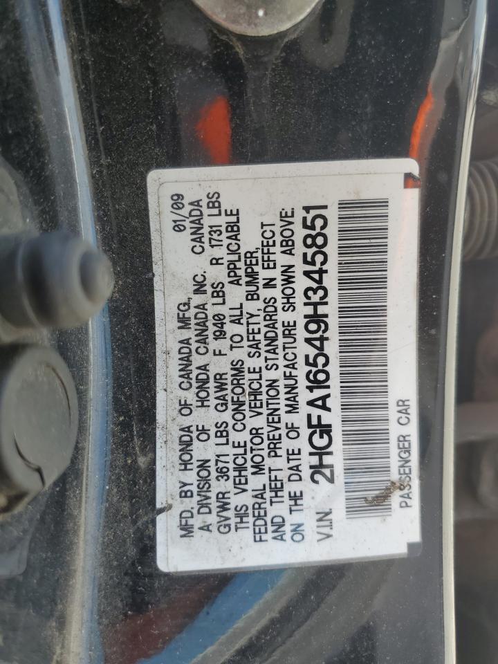 2009 Honda Civic Lx VIN: 2HGFA16549H345851 Lot: 80716635