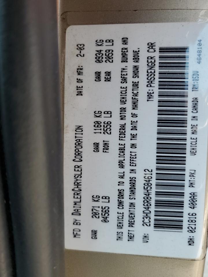 2004 Chrysler Concorde Lx VIN: 2C3HD46R84H584612 Lot: 60424795