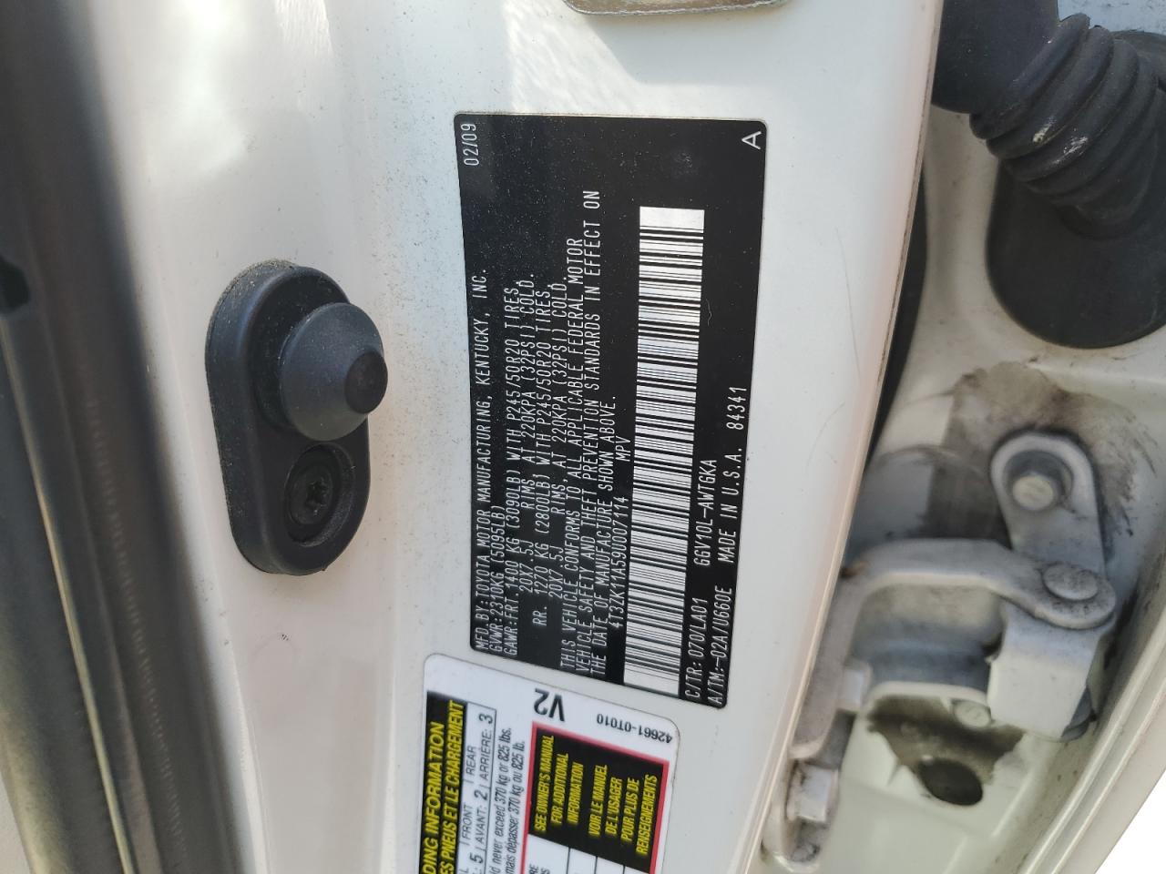 2009 Toyota Venza VIN: 4T3ZK11A59U007114 Lot: 62214165