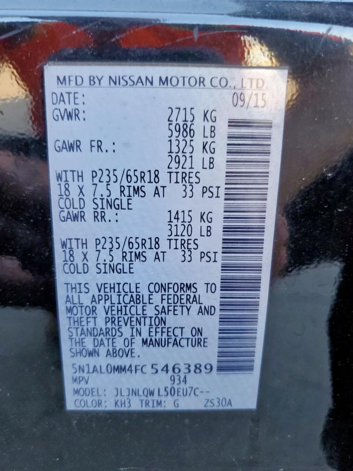 INFINITI QX60 2015 VIN 5N1AL0MM4FC546389 фото 14