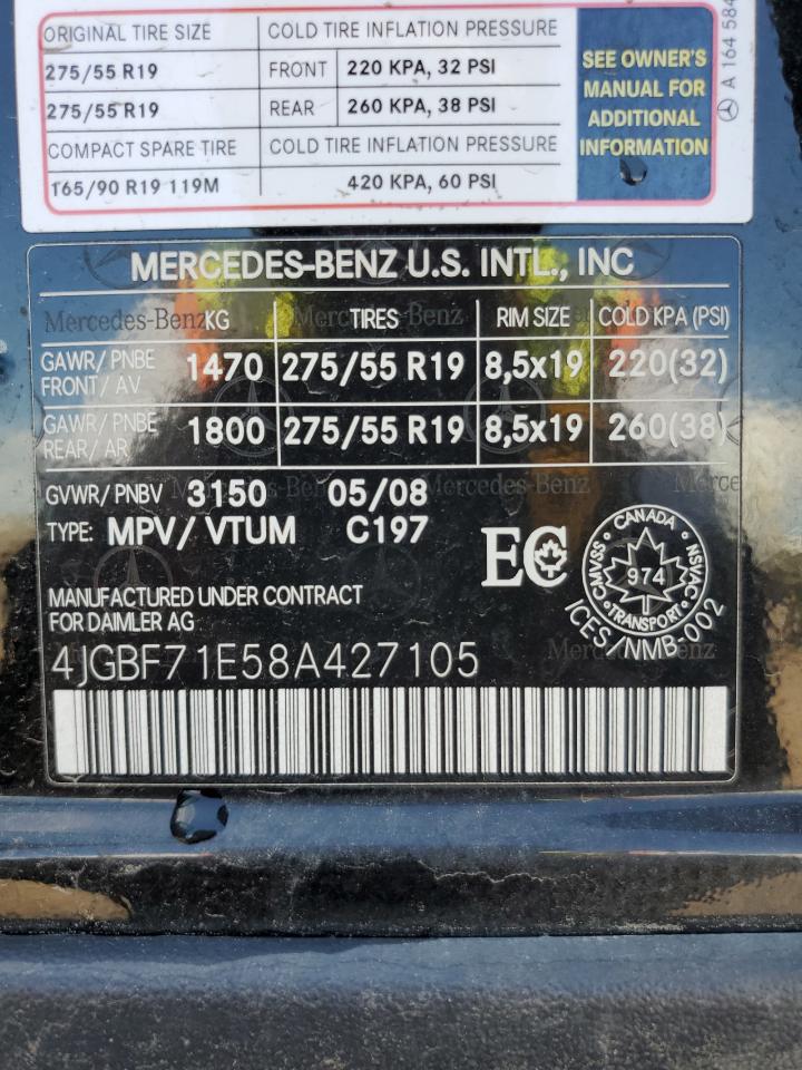 2008 Mercedes-Benz Gl 450 4Matic VIN: 4JGBF71E58A427105 Lot: 62781235
