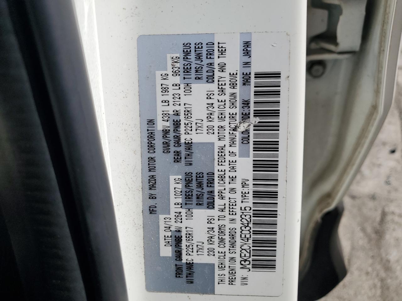2014 Mazda Cx-5 Touring VIN: JM3KE2CY4E0342315 Lot: 61102395