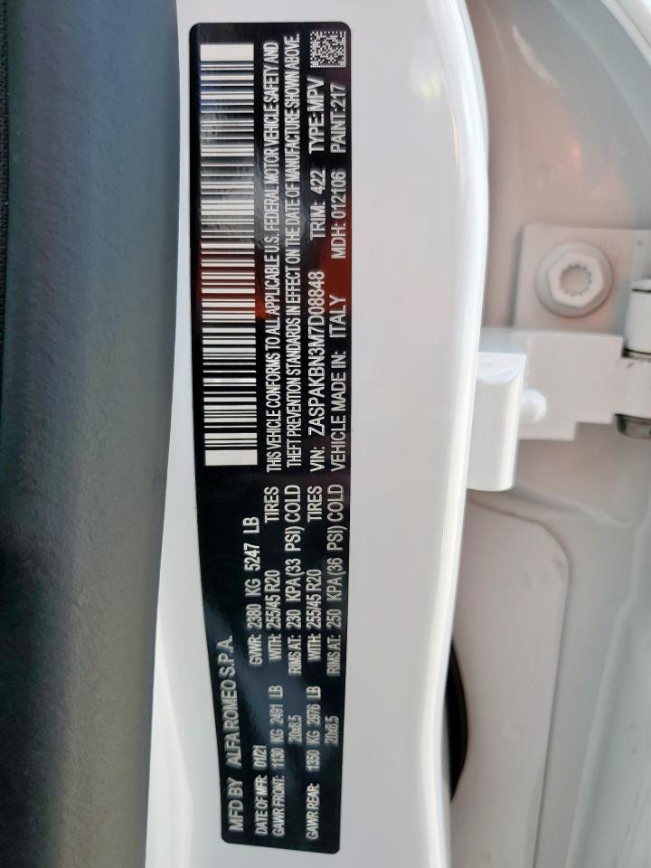 2021 Alfa Romeo Stelvio Ti VIN: ZASPAKBN3M7D08848 Lot: 61918645