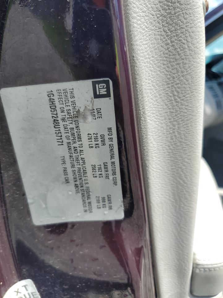 2008 Buick Lucerne Cxl VIN: 1G4HD57248U157171 Lot: 61305335
