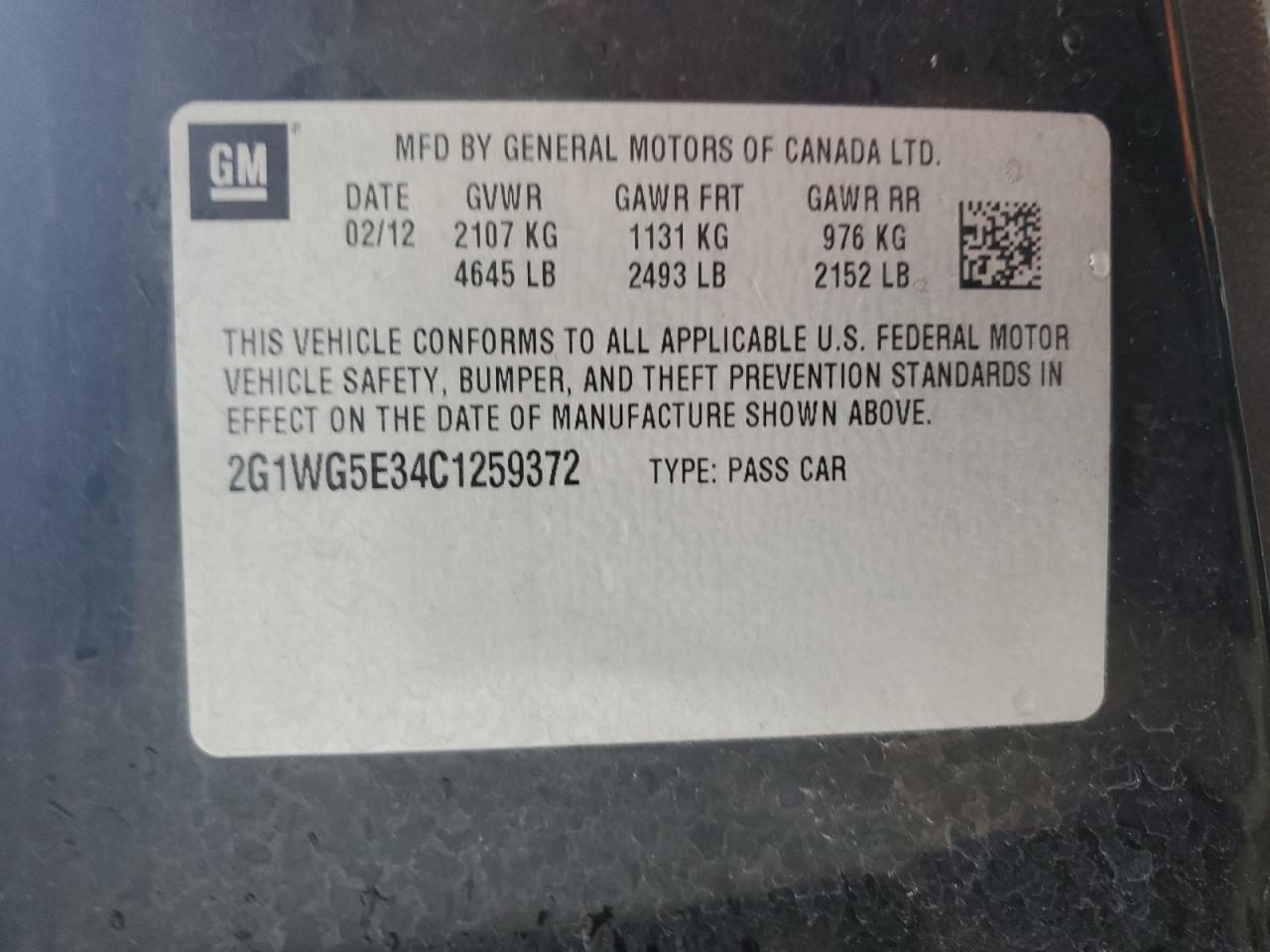 2012 Chevrolet Impala Lt VIN: 2G1WG5E34C1259372 Lot: 58706005