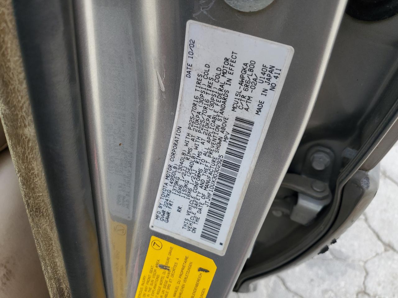 LEXUS RX300 2003 VIN JTJHF10UX30302925 photo 13