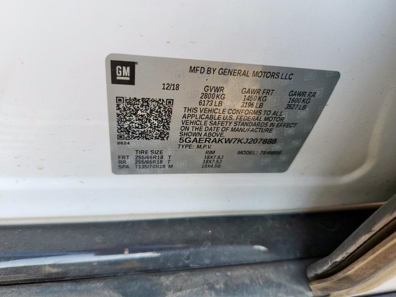 2019 Buick Enclave VIN: 5GAERAKW7KJ207888 Lot: 61495655