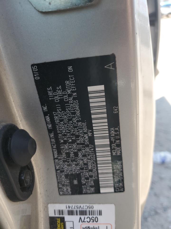 2005 Toyota Sienna Xle VIN: 5TDZA22C75S277417 Lot: 62954205