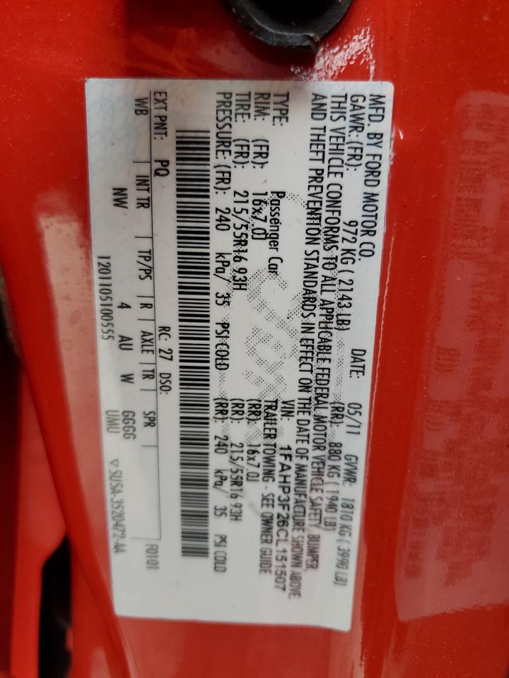 2012 Ford Focus Se VIN: 1FAHP3F26CL151507 Lot: 60633105
